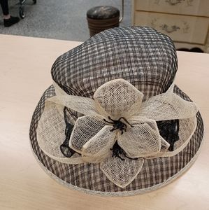Designer straw Hat w satin bow band  1 size $28+free scarf and Hat.
